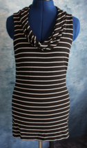 White House Black Market Black White Striped Sleeveless Cowl Neck Blouse... - £9.66 GBP