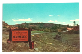 Welcome to New Mexico Sign Mountains Scenic View NM Curt Teich Postcard 1959 - $4.99