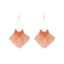 2 Pairs Bohemian Tassel Earrings , Colour: Orange - £11.43 GBP