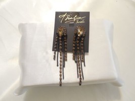 Thalia Sodi 3-1/2&quot; Black Tone Amber Dangle Drop Earrings C486 $26 - £9.83 GBP