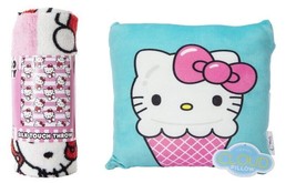 Hello Kitty Sanrio SOFT BLANKET PILLOW BUNDLE SET Cute Silk 40x50 New W ... - $29.69