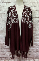 Charlotte Russe Southwest Aztec Boho Fringe Cardigan Sweater Open Front ... - £28.47 GBP