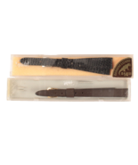 2 Vintage Ladies Watch Bands Black Lizard and Brown Leather NOS - €13,69 EUR