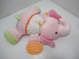 Carter&#39;s pink plush elephant teether teething crinkle baby toy green orange - £7.95 GBP