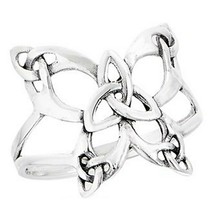 Trinity Butterfly Ring Womens 925 Sterling Silver Celtic Triquetra Knot Band - £20.02 GBP