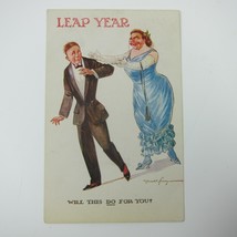 Leap Year Woman Chases Man Marriage Romance Humor Fred Spurgin Antique 1912 - $9.99