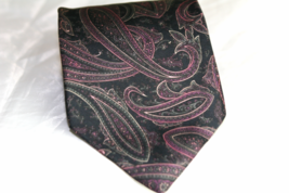 Robert Talbott 100% Silk Mens Necktie Dark Gray Lavendar Paisley - $10.93