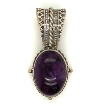 Vintage Signed Sterling GAE Art Deco Purple Charoite Oval Cabochon Stone Pendant - £51.43 GBP