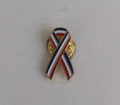 Vintage Red White &amp; Blue  Striped Awareness Ribbon Lapel Hat Pin - £5.83 GBP