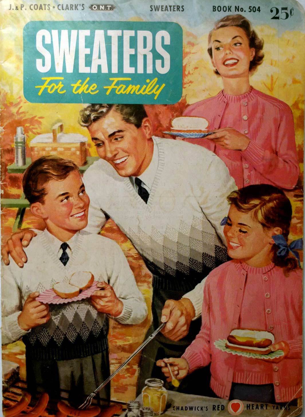 Sweaters For The Family / Coats and Clark #504 / 1953 Knitting Patterns - $5.69