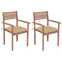 vidaXL Teak Patio Chairs Set of 2 - Beige Standard Wicker Furniture Outdoor - $286.49