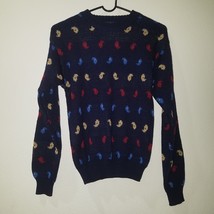 NWT VTG JC Penney Sweater Youth Medium 10-12 Pullover Blue Red Tan 100% Acrylic - £23.50 GBP