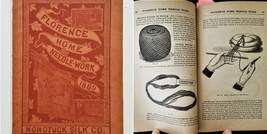 1889 Antique Needlework Crochet Lace Patterns 96pg Book Ad Nonotuck Silk Catalog - £53.69 GBP