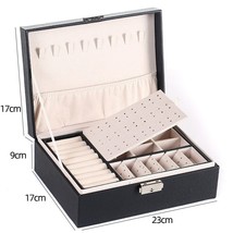 New Double-Layer Leather Jewelry Box Ear Stud Earrings Ornament Storage Box Mult - £38.14 GBP