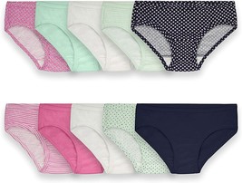 Fruit of the Loom Girls Assorted Cotton Hipster Panties 10-Pack Size 4 - £19.95 GBP