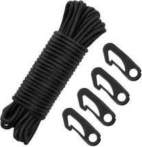 50 Feet Flag Pole Halyard Rope And Clips Kit 4 Pieces Nylon 15m Black NEW - £12.83 GBP