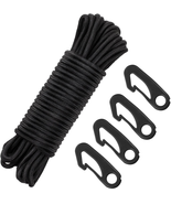 50 Feet Flag Pole Halyard Rope And Clips Kit 4 Pieces Nylon 15m Black NEW - £12.66 GBP