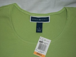 Macys Karen Scott Womans Mojito Lime Green Short Sleeve Scoop Neck T-Shirt Small - £15.79 GBP