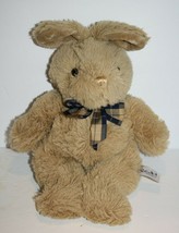 Color Rich Ltd Easter Bunny Rabbit 15&quot; Soft Toy Beige Plush Fluffy Plaid Bow - £21.01 GBP