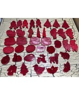 VTG 39 HRM &amp; Tupperware Red Plastic Cookie Cutters Christmas Holiday Hal... - $29.02