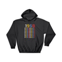 1958 February Colorful Retro Birthday : Gift Hoodie Age Month Year Born - £28.76 GBP