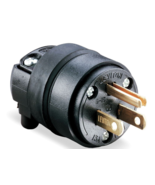 3 Prong GROUNDED PLUG rOund Black Rubber 3 wire 15a 125v Male LEVITON 515PR - $360.81 MXN