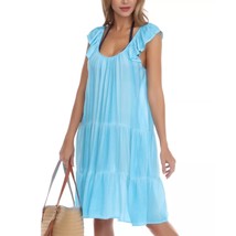 Raviya Womens Tie-Dye Cover UP Dress Size S Blue Flutter Sleeve Tiered New  - £14.07 GBP