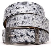 Domenico Genuine Exotic Ostrich Belt Antique Newspaper image 3