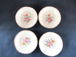 Vintage desert dishes bowl set of 4 floral gold trim round 5&quot; wide x 2 1... - $14.65