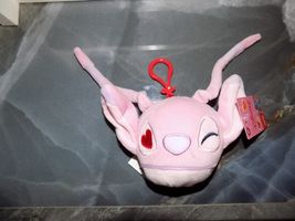 Disney Angel Plush Clip-On Lilo &amp; Stitch Heart Pink Plush Toy NEW - $15.00
