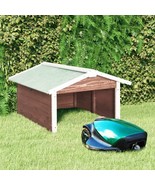 vidaXL Lawn Mower Garage Mocca and White Solid firwood, plywood Medium - $197.35 CAD