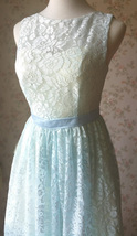 Light-blue High Low Lace Dress Bridesmaid Custom Plus Size Sleeveless Lace Dress image 5
