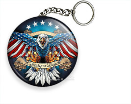 Patriotic American Bald Eagle Flag Wings Hd Keychain Keyfob Chain Ring Gift Idea - £11.76 GBP+