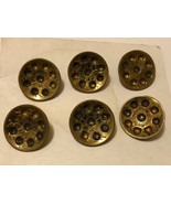 Six Antique Brass / Steel Cut Gold Plated Mounting Buttons - £38.91 GBP