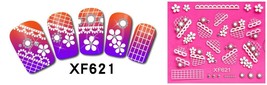 Nail Art 3D Stickers Stones Design Decoration Tips Flowers White Black XF621 - £2.31 GBP