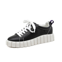 KemeKiss New Women Sneakers Cow Leather Thick Bottom Women Flat Shoes Lace Up Fa - £80.53 GBP