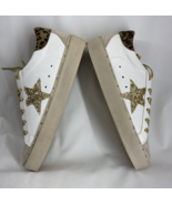 Shu Shop Reba Sneakers 963 Leopard White Tan Gold Women’s Size 9 Star Go... - $71.24