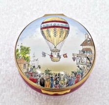 HALCYON DAYS ENAMEL BOX Hot Air Balloon Mr Sadler &amp; Capt Paget RN Mermai... - $1,550.75 MXN