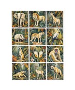 Jungle Animals Ceramic Tile Set of 12 – 4.25 Inch Decorative Art Tiles f... - $3,815.26 MXN