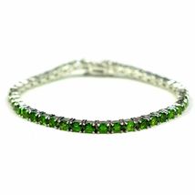 8.00Ct Oval Cut Emerald Women tennis 7.25&quot; Bracelet 14K White Gold Finish - £126.15 GBP