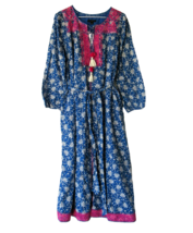 NWT J.Crew Belted Tunic Midi in Night Sky Block Print Floral Tie Waist Dress S - £46.86 GBP