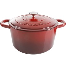 Crock Pot 7 Quart Round RED Enameled Covered Cast Iron Dutch Oven Cooker... - $96.69
