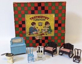 Vintage TOOTSIETOY Dollhouse Diecast Metal 8-Piece Doll Furniture in Box - £99.91 GBP