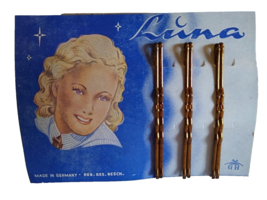 Luna Brand Bobby Pins On Header Card Pretty Blonde Women Germany 1930's ... - $16.60