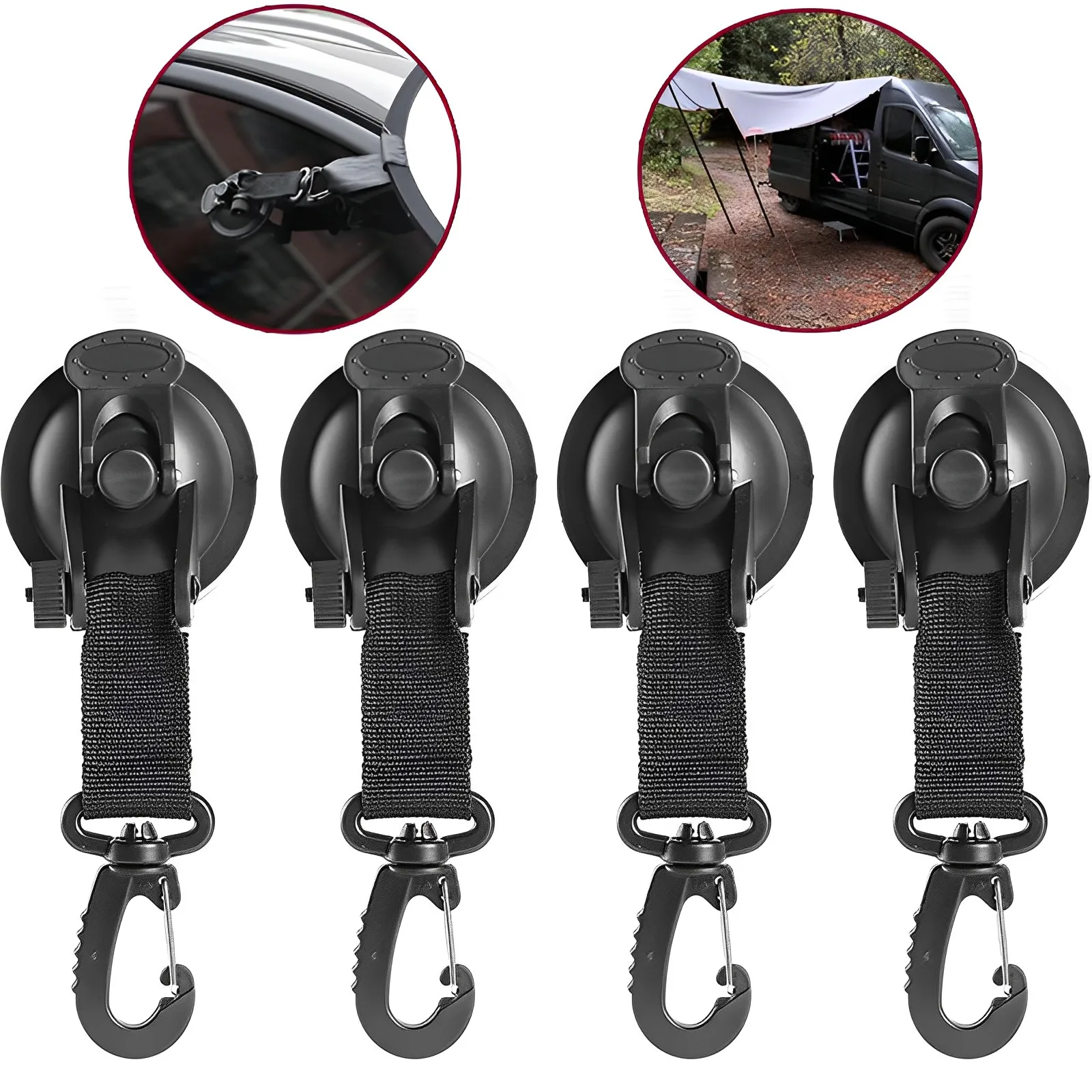 4Pcs Car Truck Tent Suction Cups Buckle Round Triangular Side Awning Anchors - £10.09 GBP+
