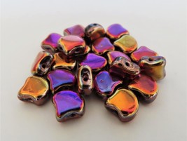 20 7.5 x 7.5 mm Czech Glass Matubo Ginkgo Leaf Beads: Jet - Full Sliperit - $1.85