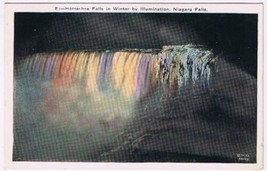 Postcard Horseshoe Falls In Winter By Illumination Niagara Falls - $2.96
