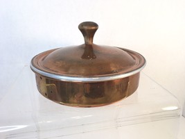 Rare Vtg Sheffield Silver Co  USA Copper Covered Dish Pan MCM Wood Knob Mid Cent - £14.74 GBP