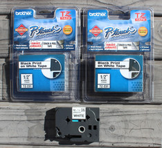 Lot Of 3 Genuine Brother P-Touch TZ-231 Black Print White Tape Label 1/2... - $24.99