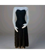 Vtg Cocktail Dress Womens 10 Black Strapless Lace Shelf Bustline Union M... - $81.58